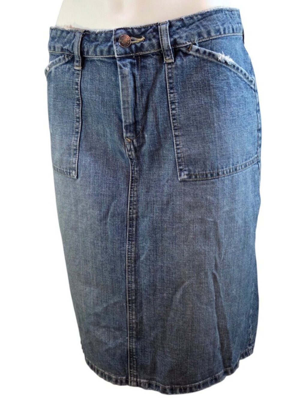 Vintage Tommy Hilfiger Denim Skirt Size 10 Knee Length Distressed
